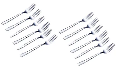 £5.95 • Buy 12x STAINLESS STEEL TABLE CAKE FORKS SET ESSENTIAL KITCHEN ITEM