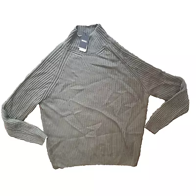Hugo Boss Men Lisu Green Relaxed Fit Mock Neck Wool Knit Pullover Sweater Sz 2XL • $42.50