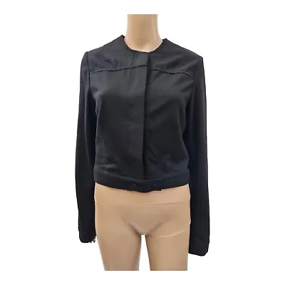 Ksubi Womens Jacket Black Wool Blend Mid Length Size L • $44.95