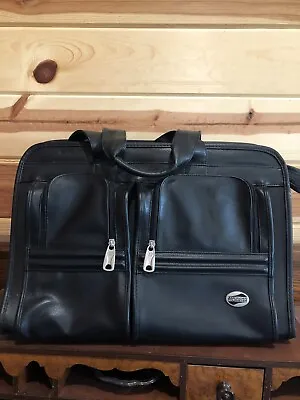 American Tourister Leather Bag Laptop Black Briefcase Carry-On Travel Vintage • $19.99