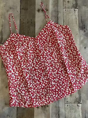 J. Crew Wonens Top Scalloped Edge Spaghetti Strap Size 8 NWT $59.50 Red Floral • $14.95