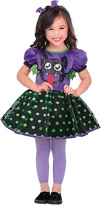 Childs Cheeky Bat Costume Vampire Halloween Girls Kids Fancy Dress Outfit 3-4 Ye • £14.89