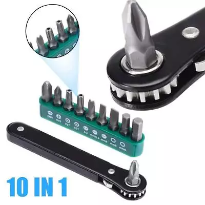 10in1 Mini Right Angle Offset Hand Ratchet Screwdriver Ratcheting Driver Tool • $20.67