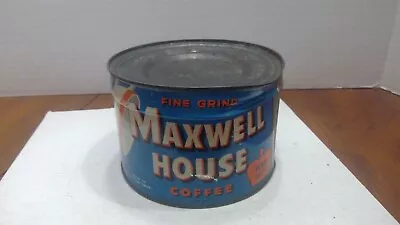 Vintage Maxwell House Coffee Full One Pound Can With Turn Key  • $25