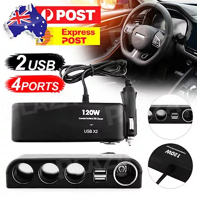 4 Way 12V 24V Multi Socket Car Cigarette Lighter Splitter USB Charger Adapter • $10.95