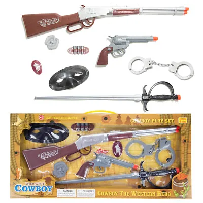 Kids Western Cowboy Toy Guns Pretend Play Set Rifle Pistol Sword Christmas Gift • $29.99