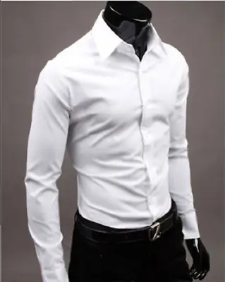 Men's Button Up Formal Dress Shirt Long Sleeve Solid Color Regular Fit USA • $18.98