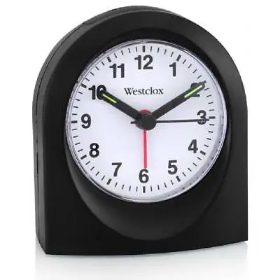 Westclox Quartz Alarm Clock Black Travel Size Analog Plastic Snooze AA Batteries • $10.95