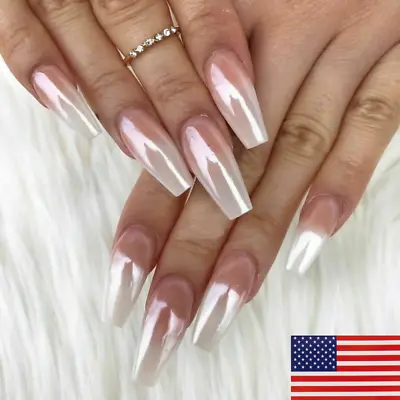 WHITE CHROME POWDER Matte Pigment Pearl Nails Nail Art Crystal Shiny Dust Decors • $2.22