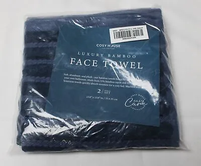 Cosy House Collection Luxury Bamboo Face Towel Set CM5 Navy Blue 14 X14  NWT • $14.99
