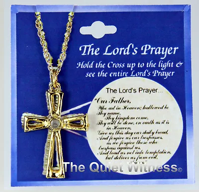 6030299 Cross Necklace Our Father The Lord's Prayer Miniature Window Made In USA • $17.99