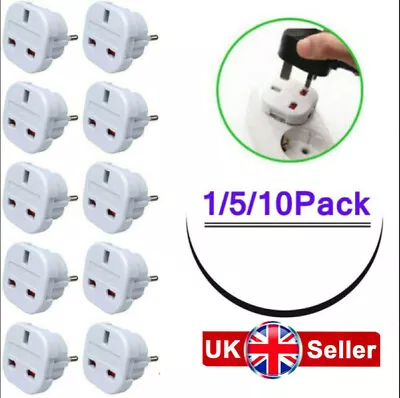 £4.79 • Buy 5/10x Uk To Eu Euro Europe European Travel Adaptor Power Plug Convert 3 To 2 Pin