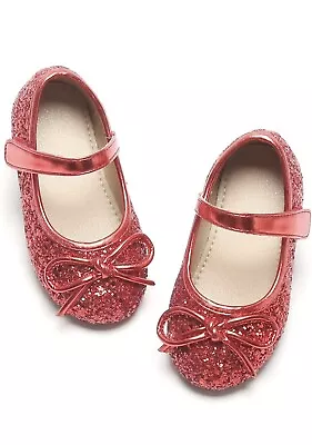 Otter Momo Baby Girl Red Glitter Dress Shoes-Sz 6 Toddler • $12