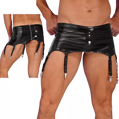 Mens Zipper Patent Leather Garter W/Metal Clips Lingerie Nightwear Club Costume • $13.01