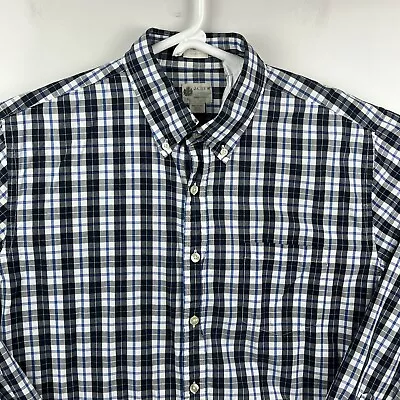 J Crew Shirt Mens Large Plaid Long Sleeve Button Down Tailored Fit Blue • $12.58