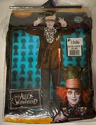 Alice In Wonderland MAD HATTER COSTUME XL 42-46 NEW HAT JACKET/VEST BOW Mens 2pc • $69.98