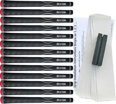$31.45 • Buy Rexton V-Line Velvet Black Standard Golf Grip Kit (13 Grips, Tape, Clamp)