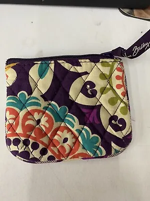 Vera Bradley Plum Crazy Small Zip Cosmetic Bag Coin Pouch Plastic Lined 5  X 4  • $9.94