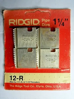 $49.95 • Buy Ridgid 1-1/4  Npt 12-r Pipe Threading Dies O-r 11-r 111-r 30-a 31-a 00-r 37840