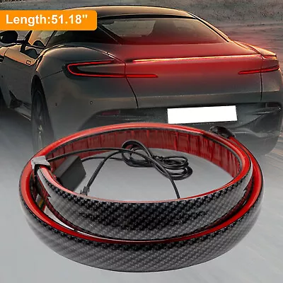 47.2'' Carbon Fiber LED Car Tail Brake Light Strip Rear Spoiler Lip Trim Univers • $14.99