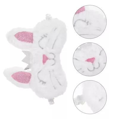  Plush Rabbit Eye Mask Child Print Cover For Kids Sleeping Blindfold • £10.89