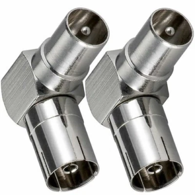 £3.56 • Buy 2 X Coax Male To Female Angle 90°Degree Right Angle TV RF Aerial Cable Adapter