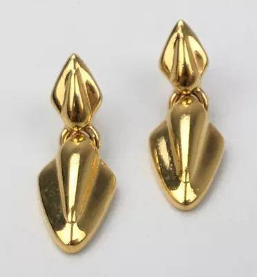 Vintage Monet Dainty Gold Tone Door Knocker Pierced Earrings 1.25  Long • $14.99