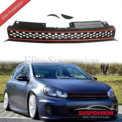 Hex Mesh Grille Badgeless Black W/ Red Trim For VW MK6 Golf/GTI/Jetta Sportwagen • $45.74