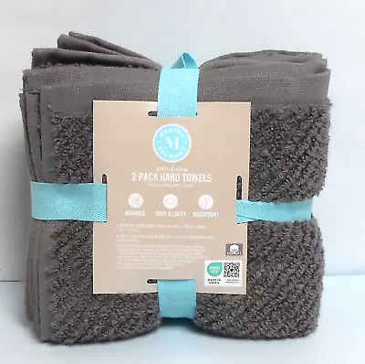 Martha Stewart 2 Grey Textured Hand Towels 100% Cotton • $21.89