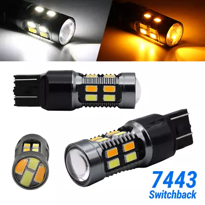 7443 7440 7444 LED Turn Signal Switchback White/Amber DRL Parking Light Bulbs • $12.95