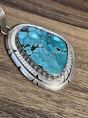 Signed Charles Johnson Turquoise Sterling Silver Pendant Native American Jewelry • $500