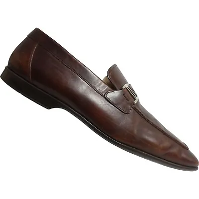 MAGNANNI Men Loafers Lino Strap Penny Size 10.5 M Brown Slip-On Dress Shoes • $59.05