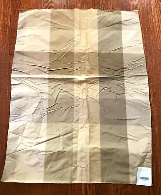 NOBILIS Madras In Taupe Tan & Gold Checked 25 3/4 X 33 1/2  Silk Fabric Sample • $23.99