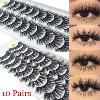 10 Pairs False Eyelashes 3D Mink Hair Eye Lash Extension Wispies Fluffy Natural  • $3.38