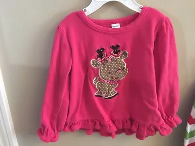 Monag 2T Reindeer Ruffle Shirt Girls Long Sleeve Pink Christmas Holiday Winter  • $10.25