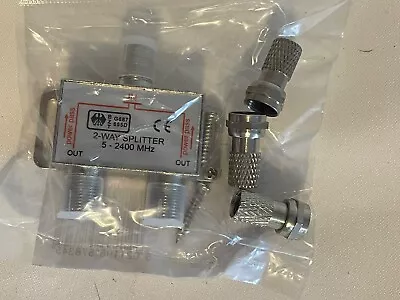 2 Way TV Aerial Splitter Coaxial Cable WITH F Type Screw Plugs For Satellite • £4.95