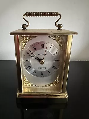 £25.85 • Buy Chime Vintage Metamec Brass Quartz Carriage Mantel Clock Hechinger Working WG