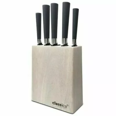 Classica Amora 6pc Knife Block Whitewash Hardwood • $59.95