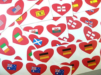 Mini Sticker Pack  Self-Stick I Love Flag  Heart Countries Self-Adhesive Labels • £2.30