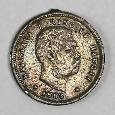 1883 One Dime Hawaii 90% Silver Coin - Damaged • $0.99