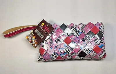 Ollin Arm Candy Bubble Yum Wrapper Clutch/Wristlet/Wallet Pink/Silver (NWT) • $10.99