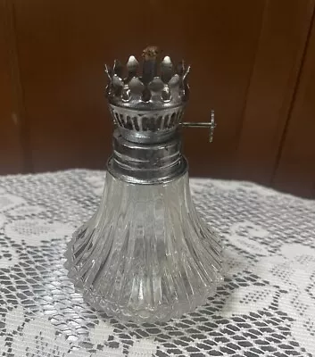 Miniature Lamp Light Farms Clear Glass Diamond Cut Kerosene Oil Base 5.5”. EUC • $20