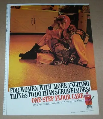 1967 Print Ad - Armstrong Floor Cleaner Wax Lady Parachute Sky Diver ADVERTISING • $7.99