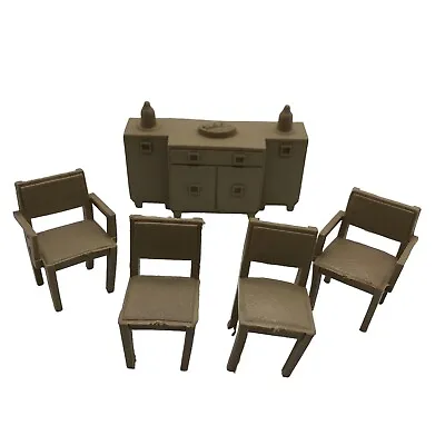 Vintage Marx T-Shaped Split Level Ranch Dollhouse Furniture 5pc Dining Room Set • $12.99