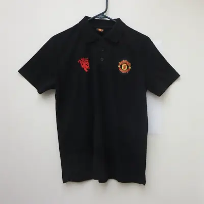 Manchester United Polo Shirt Mens Size M Football Soccer Red Devil Crest Black • $22.49