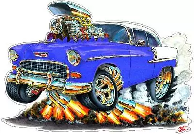 Cartoon Car Wall Decal MD 1955 Chevy Belair Hotrod Cartoon Car Boys Room Art • $25.99