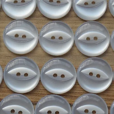 £3.59 • Buy WHITE FISH EYE BUTTONS X 50 - CHOOSE YOUR SIZE (11.5- 19MM) 