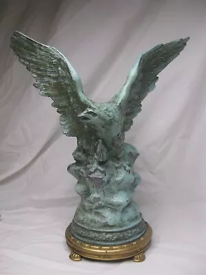 Large Heavy Vintage Metal Eagle Statue Detailed Majestic Bird Art Decor • $200