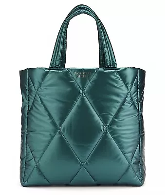 NWT Victoria's Secret Metallic Teal Green Quilted Puffer Tote Bag • $21.99