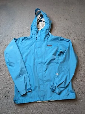 Patagonia H2NO Hooded Rain Windbreaker Jacket Torrentshell Womens Small Sky Blue • $37.41